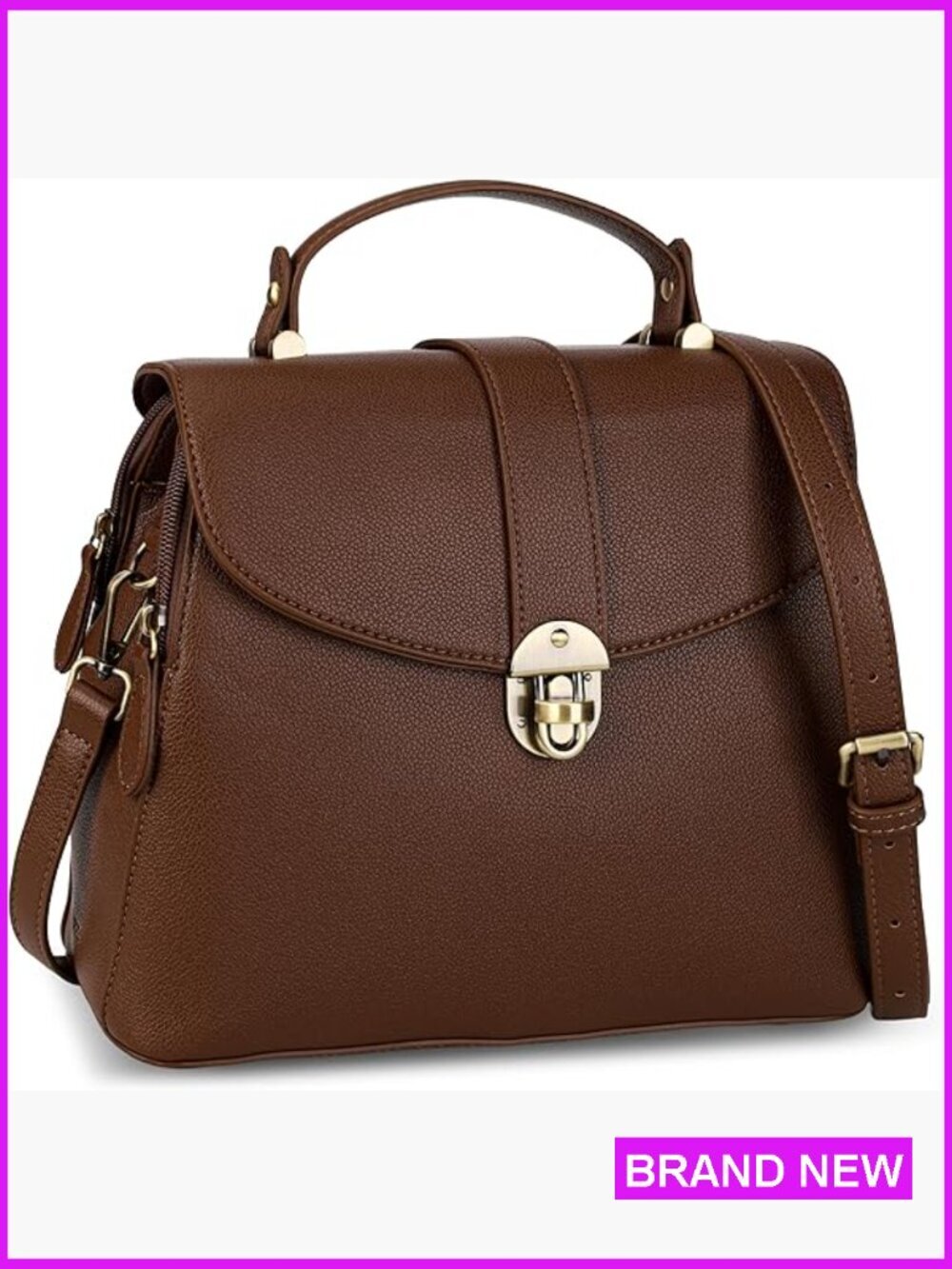 Vegan Leather Top Handle Satchel Structured Crossbody Shoulder Bag Tote Purse